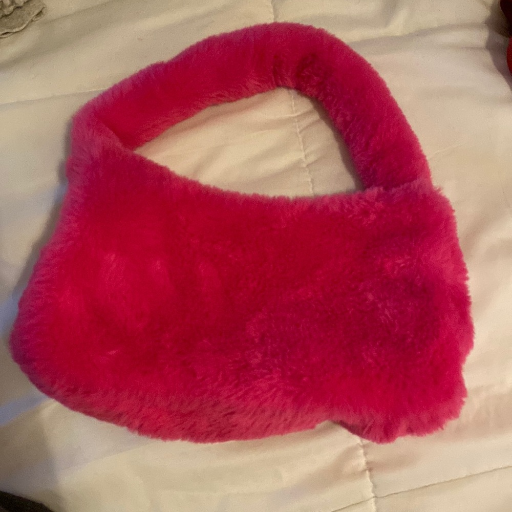 pink fluffy purse